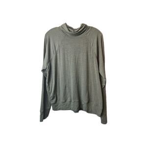 prAna Long Sleeve Pulliver Active Sweater Womens Turtleneck Large Green W/Pocket